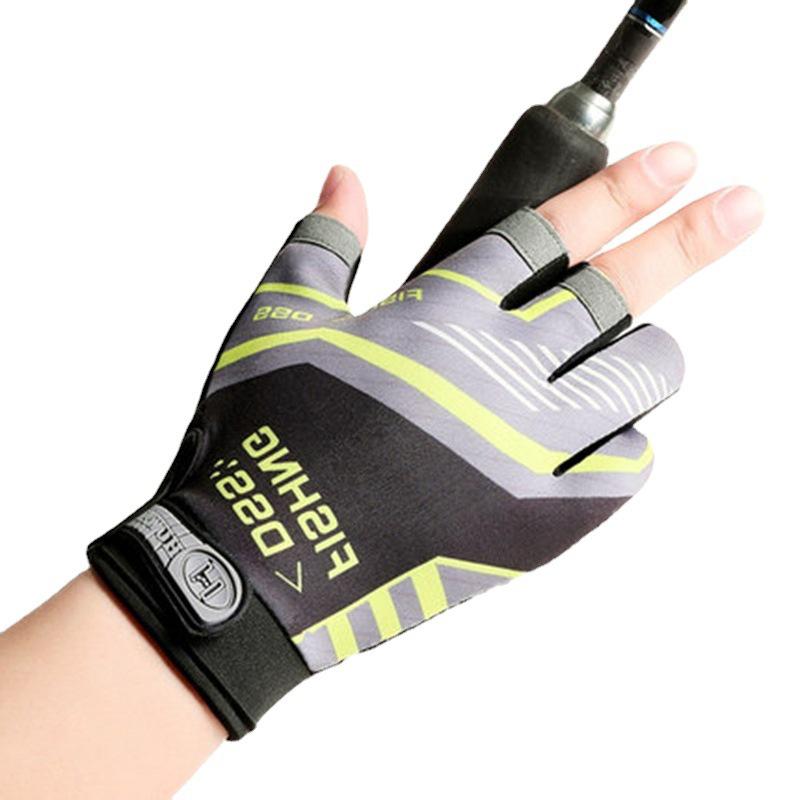Fishing Gloves Men Summer Three Finger Cut Gloves For Fishing Sun Protection Male Anti-Slip Cycling Drive Breathable Thin Gloves