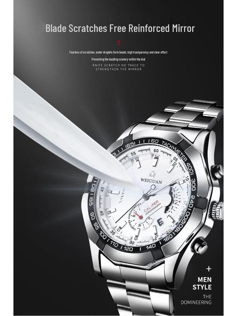 New Waterproof Luminous Men's Quartz Wristwatch - Trendy Korean Style, Fully Automatic, Domineering Design.