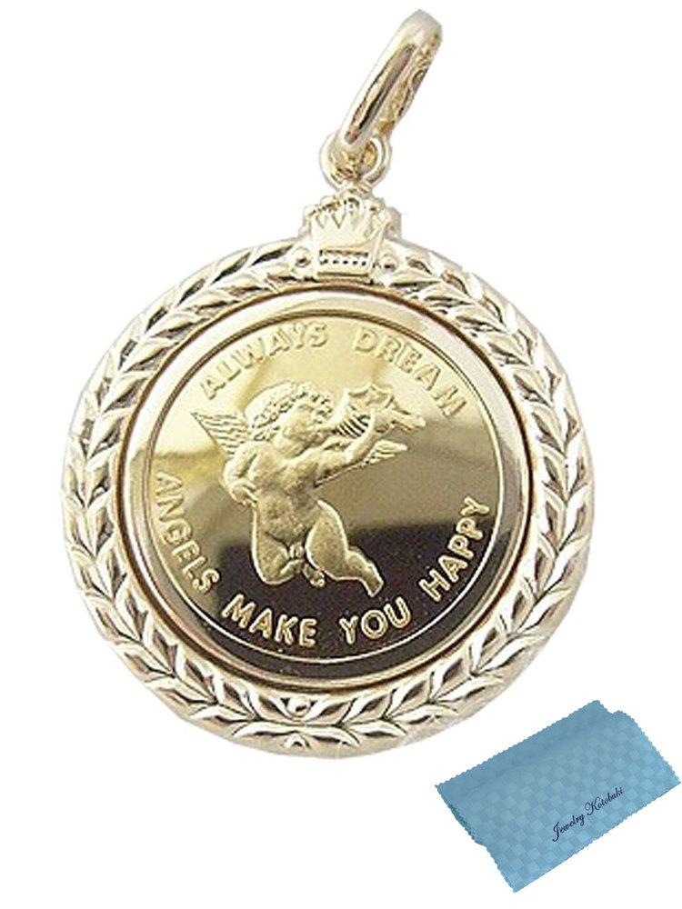 

Angel Angel Wings Coin Pendant Top 24K Gold Set with Polishing [Jewelry Kotobuki] [K18/24 1/25 OZ] (Gift Cloth) золотий