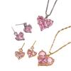 Fashionable Zirconia Heart Flower Earrings Necklace Jewelry Providing Sparkling Brilliance And Comfortable Wear