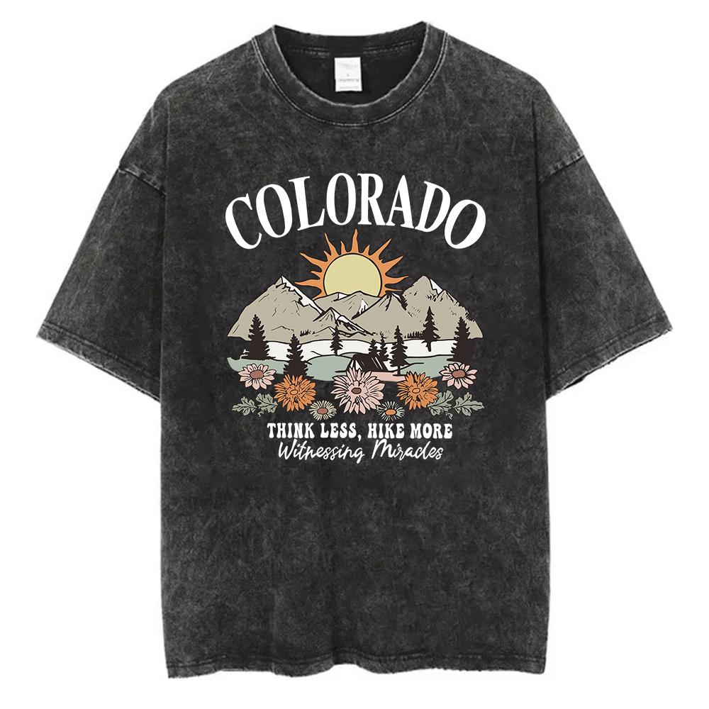 Cotton Washed T-Shirts All-Math Loose O-Neck Tees Butterfly Half Color Half Black and White Print Tops Summer Clothes
