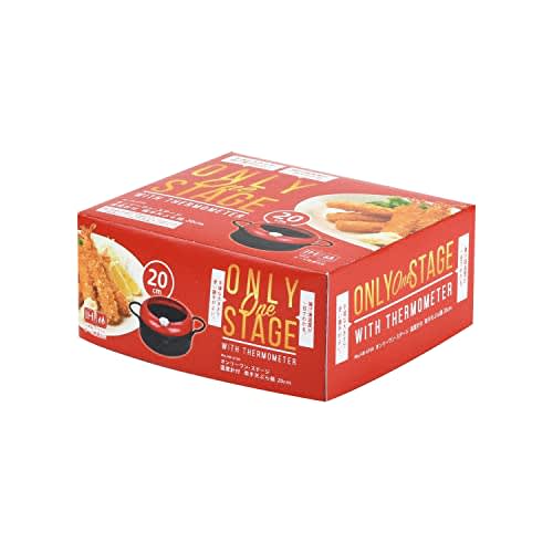 Pearl Metal 20cm Tempura Pot with Two Handles, Thermometer, IH Compatible, Only One Stage HB-6150