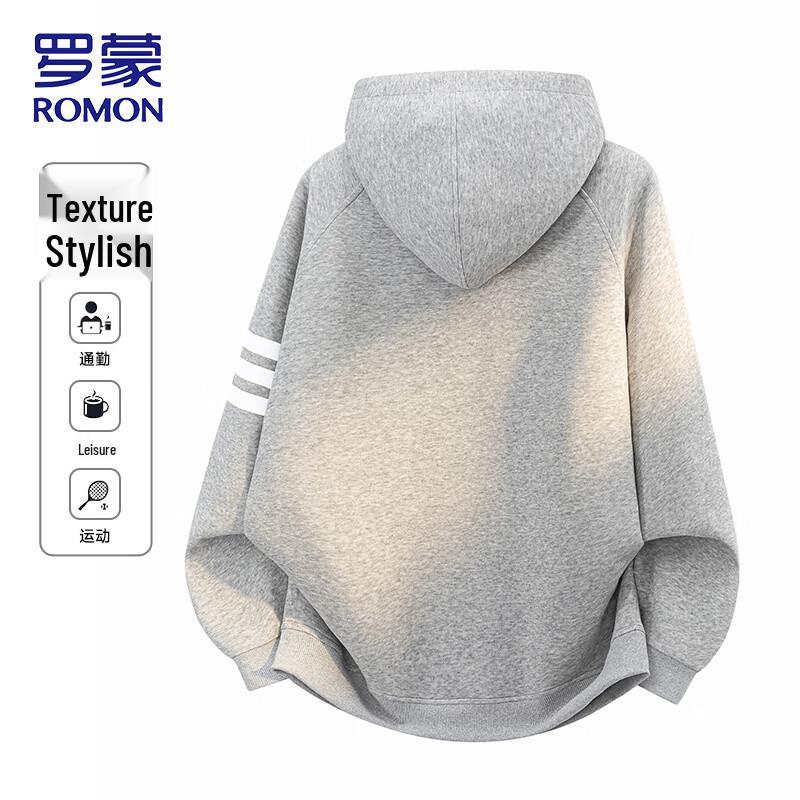 ROMON Unisex Streetwear Color-Block Zip-Up Hoodie