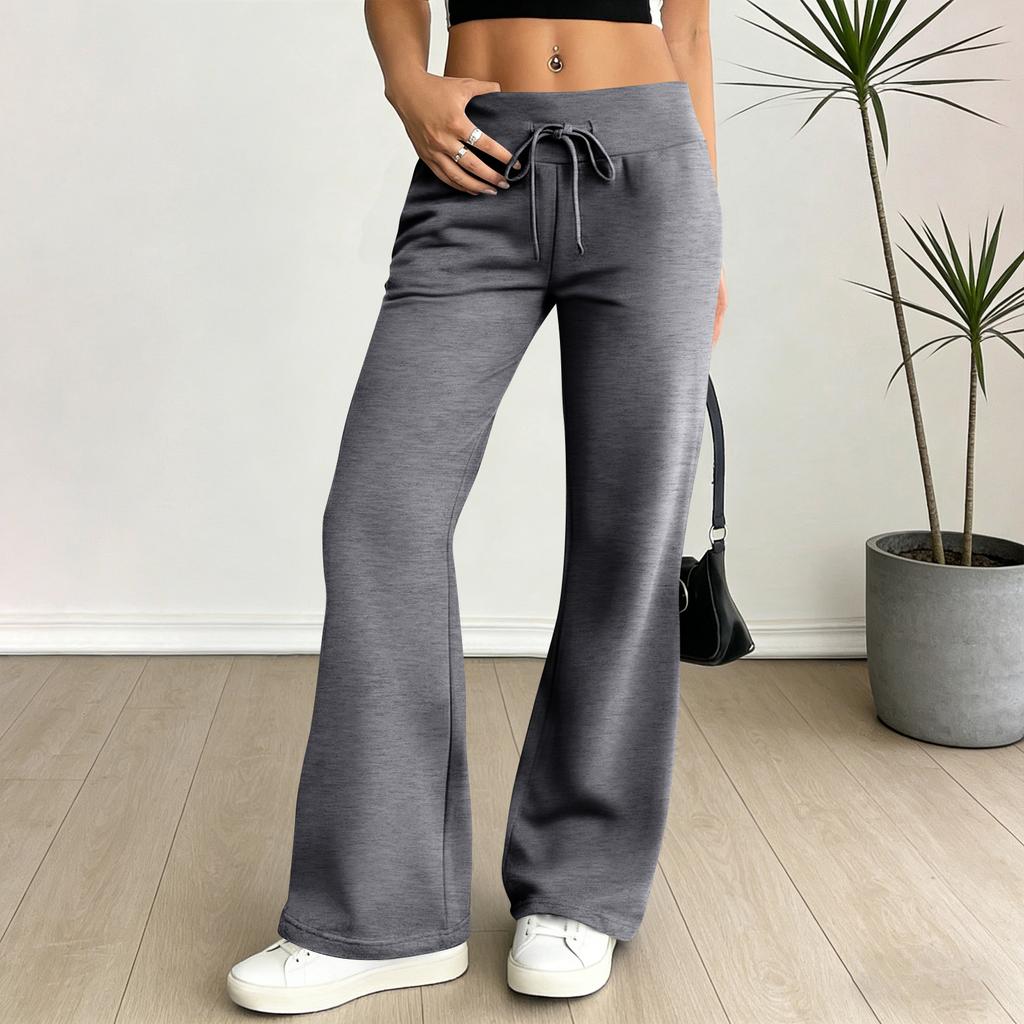 Damen Schlaghose Lässige Kordelzug Elastischer Bund Bequeme Schlaghose Yoga Lose Hose