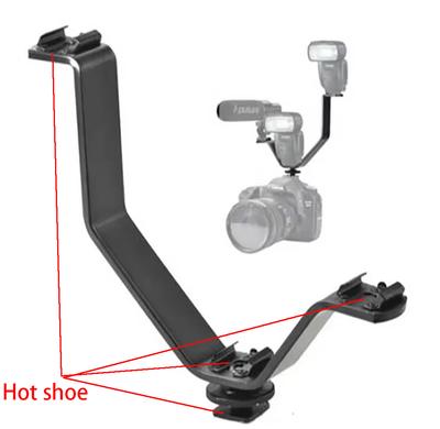 3 In 1 V Shape Camera Mount Bracket For Dslr Dv Camcorder With Shoe Adapters For Light Microphone Monitor Black