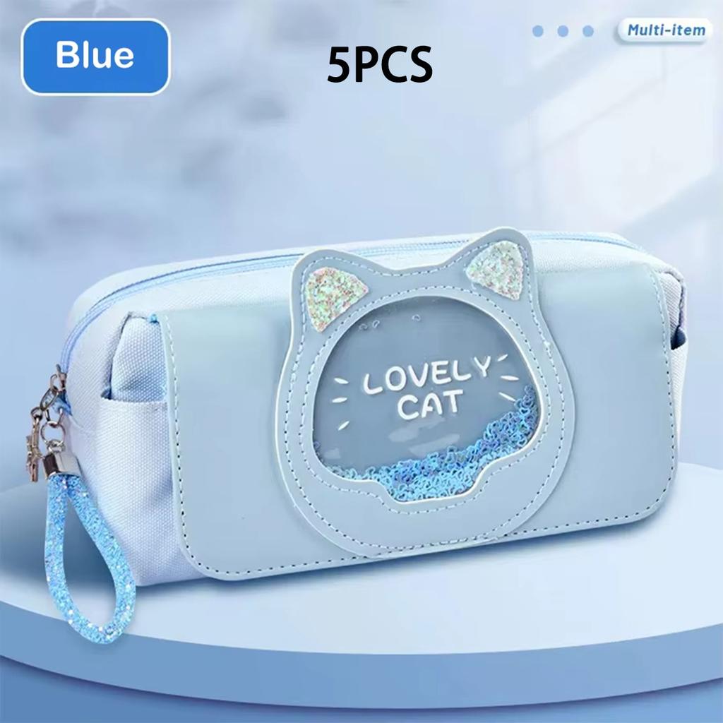 Kawaii Quicksand Pencil Case Large Capacity Multifunctional Pen Box Cute Storage Bag School Office Supplies Stationery