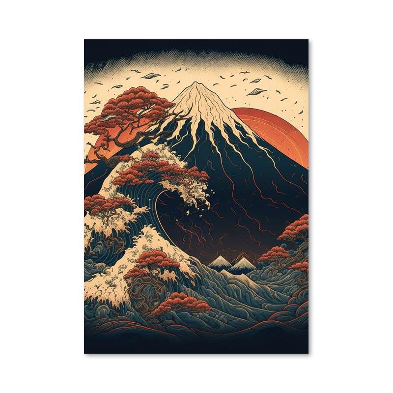 Japan Wave Mountain Landscapes Canvas Paintings Posters and Prints Wall Art Pictures for Living Room Home Decoration