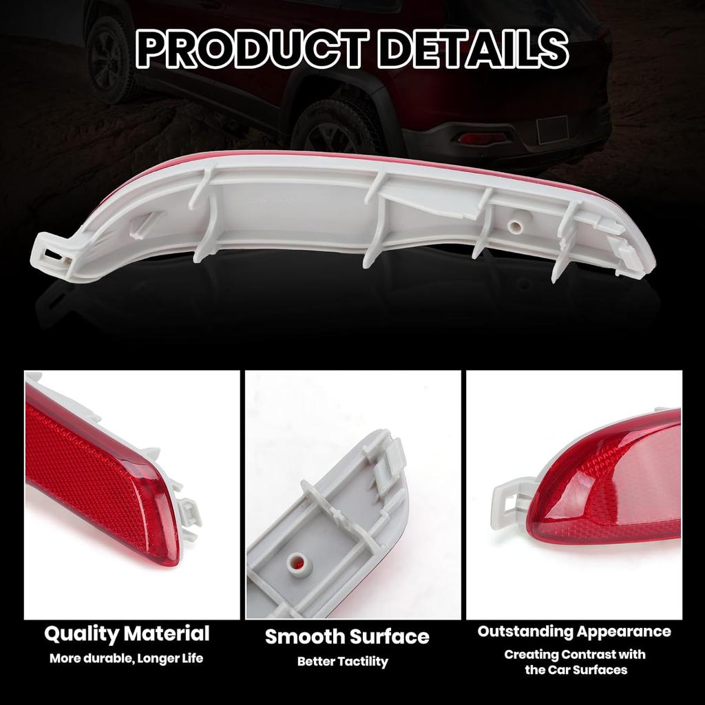 Rear Bumper Reflector For 2014 2015 2016 2017 2018 Jeep Cherokee 68105145AC Driver Side (Left)