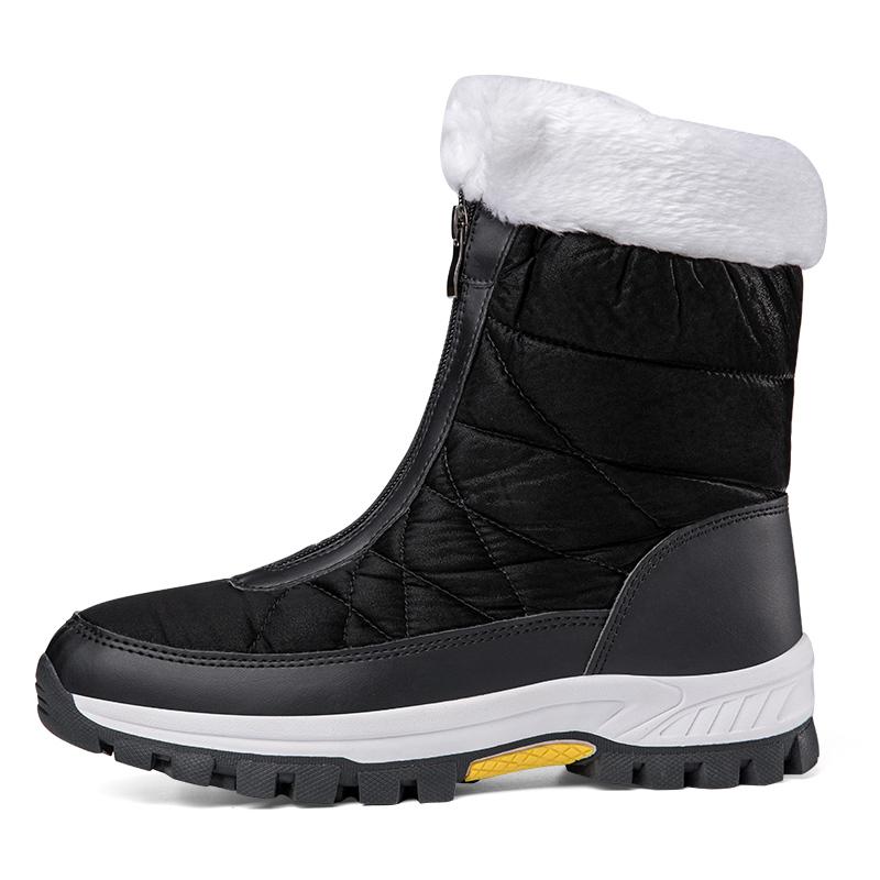 Winter New Women's Boots Thick Soled Zipper Shoes Warm High Cut Snow Boots Outdoor White Plush Comfortable Waterproof Fur Walking Shoes