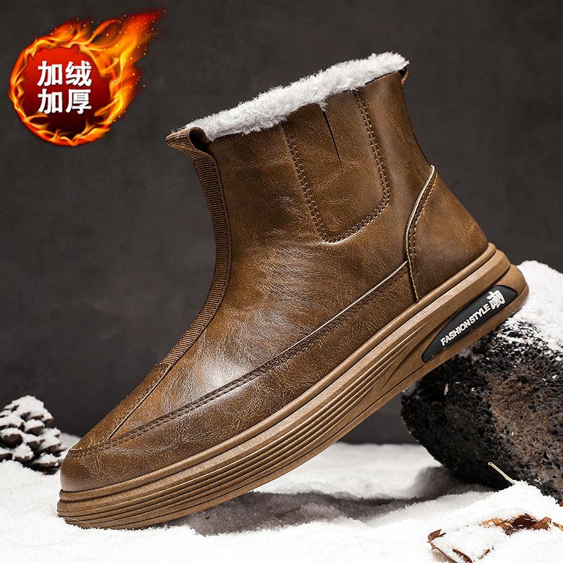 Snow boots winter velvet warm thickened Northeast high-top cotton shoes fur integrated sleeve Martin boots