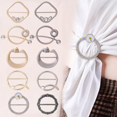 4Pcs Fashion Jewelry Silk Clasp Clips T-Shirt Clip Waist Buckle Scarf Ring Shawl Buckle Scarf Buckle