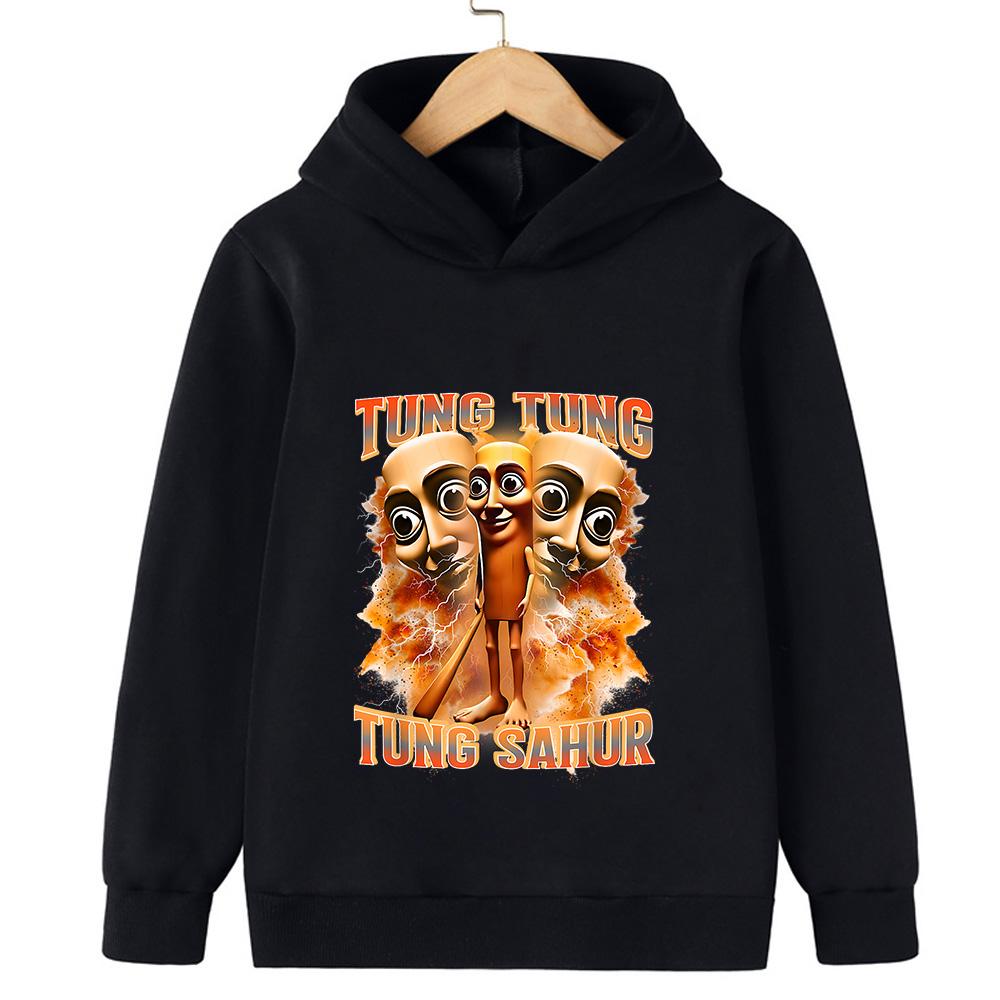 Italian Brainrot Character 2d Children's Hooded Sweatshirt Autumn and Winter Warm Boys and Girls Warm Sweatshirt Fun Ashionable