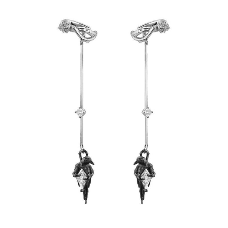 

Edgy Animal Ear Cuff For Women Men Handmade Clip On Earrings Gothic Style Alloy Accessory With Floral Embellishment