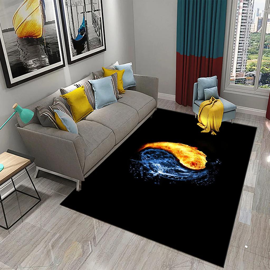 3D Yin Yang Carpet Black and White Rugs Bathroom Door Non-slip Mat Porch Living Room Kitchen Door Mat Bedroom Balcony Decor Mat