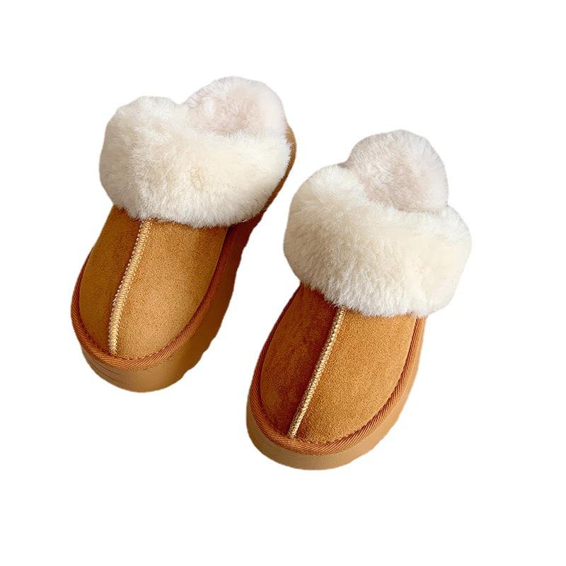 Fashion Comwarm Women's Fur House Slippers Indoor Non-slip Thick Sole Fluffy Bedroom Slides Winter Fuzzy Shoes Warm Plush Cotton Slipper