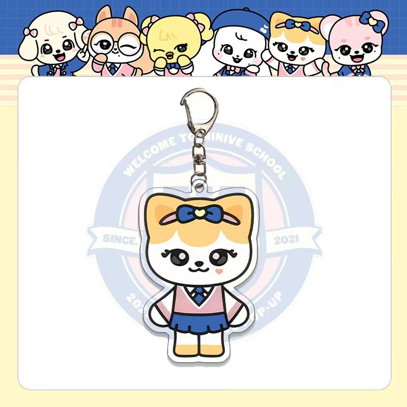 IVE  MINIVE  Pop-up Campus Edition Мультяшный Акриловый Брелок - Лиз, Ан Юджин, Чан Вонён