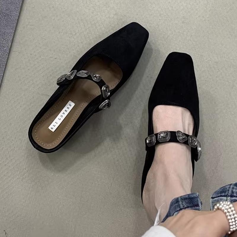 Fashion Fashion Women Slippers Slingback Square Toe Mules Shoes Dress Designer Woman Heeled Sandals 2025 Summer Party Sandalias De Mujer