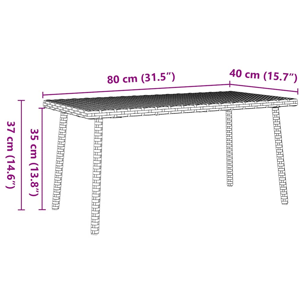 Garden Coffee Table Rectangular Beige 80 x 40 x 37 cm Poly Rattan
