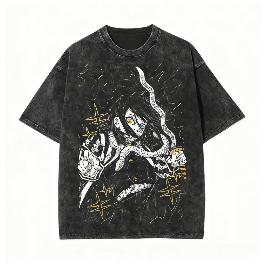 Ghostblade Retro Washed Printed T-shirt Casual Top Y2K Style Clothing Printed Pattern T-shirt