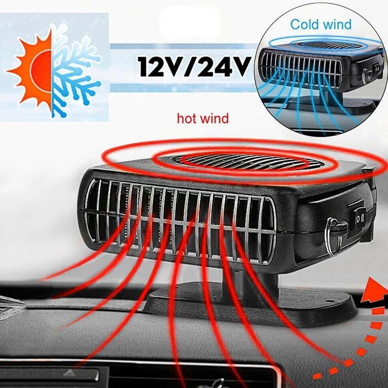 12/24V 200W Portable Auto Car Heater Defroster Demister Electric Heater Windshield 360 Degree Rotation ABS Heating Cooling Fan