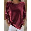 JPNTKY Women's Fashion Casual Solid Color Print Long Sleeve O-Neck Blouses & Shirts