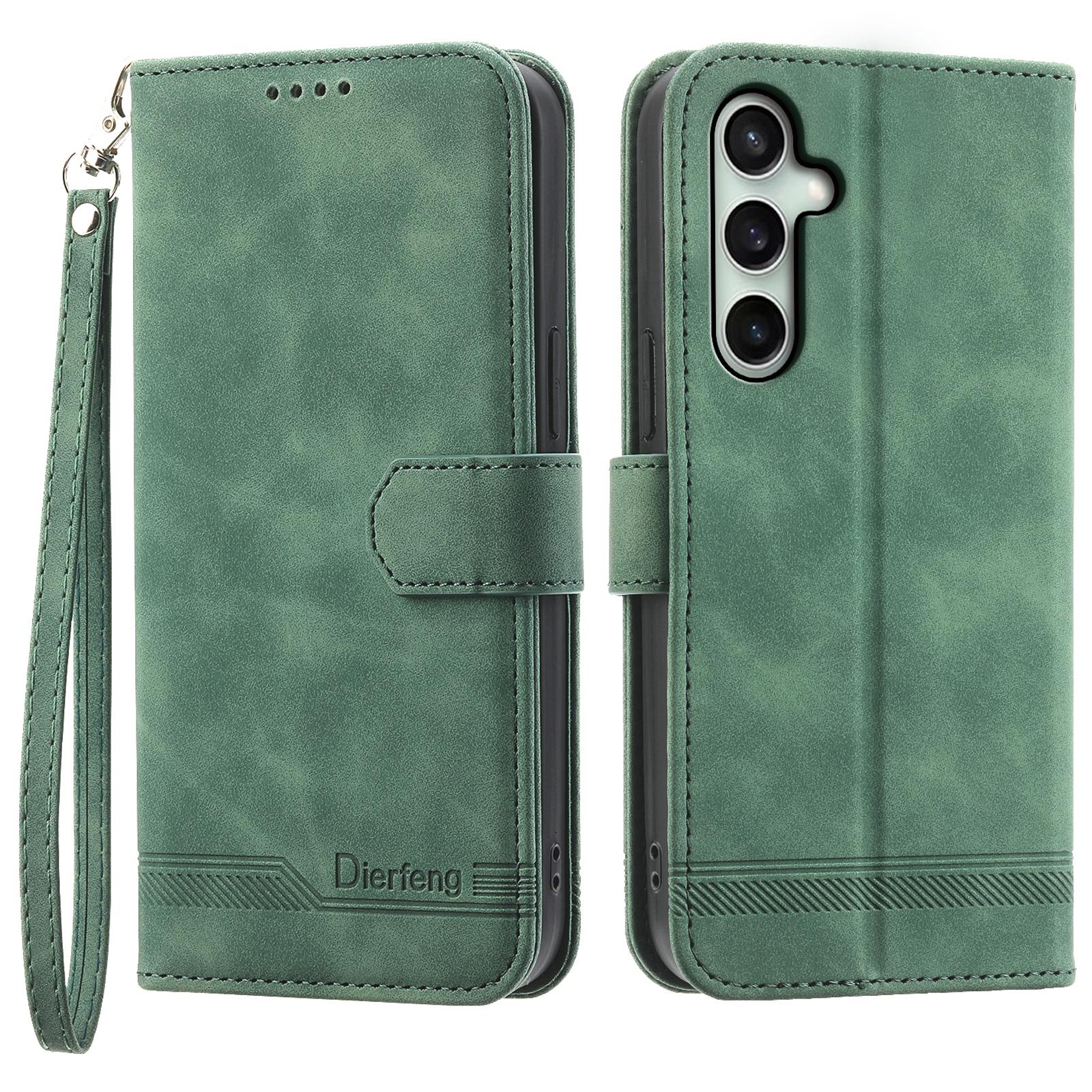 

DIERFENG DF-03 Чехол для Samsung Galaxy S24 FE Кожаный чехол-кошелек с тиснеными линиями A