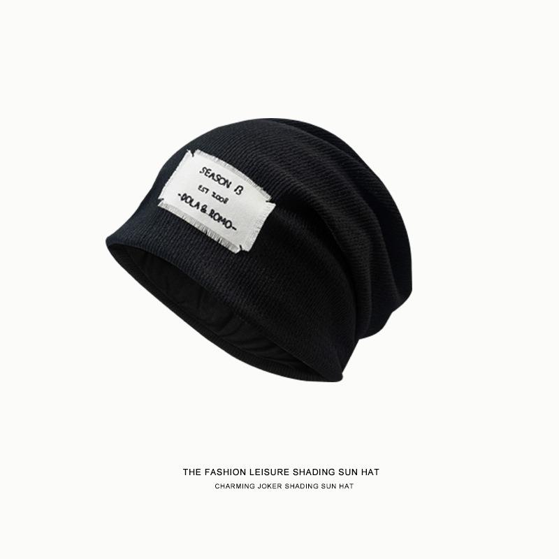 Autumn and winter thin plaid stack hat women's fashion versatile sports headscarf sweating solid color breathable cold hat men