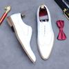 Fashion New White Shoes for Men Leather Shoes Men's Business Dress Breathable Leather Shoe British Lace-up Fashion Wedding Party