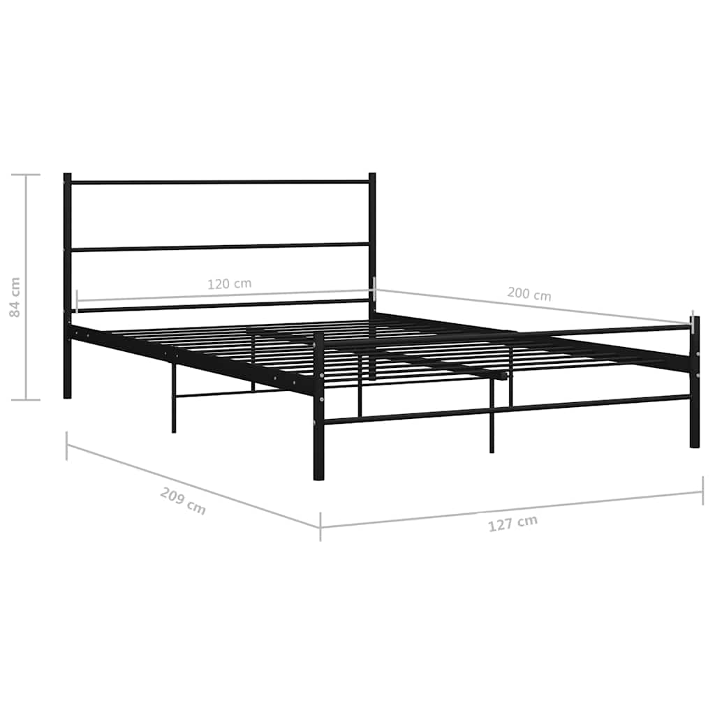 Bed Frame Black Metal 120 X 200 Cm