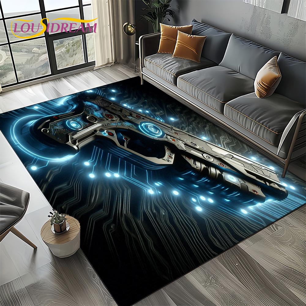 2025 New Retro Guns Pistol Ammunition Bullet Cartridge AK M4 Rug Carpet for Living Room Bedroom Decor,Non-slip for Sofa Doormat