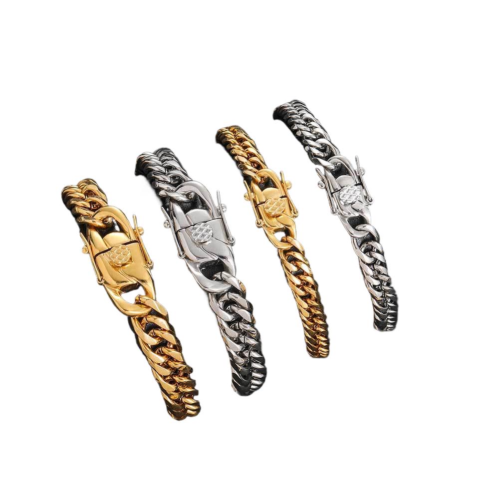 Hip Hop Jewelry Personalized 316L Stainless Steel for Men Miami Cuban Bracelet 18k Gold Plated Waterproof Fine Fashion Jewelry