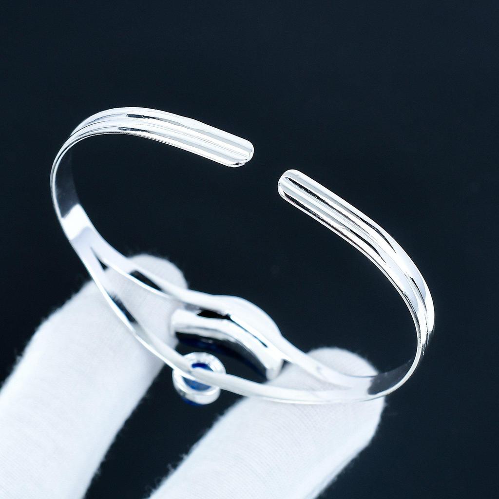 Natural Lapis Lazuli Gemstone Handmade Cuff Bangle 925 Sterling Silver Cuff Bangle, Sodalite Bracelet For Wife , Unisex Bangle, Party Wear Gift