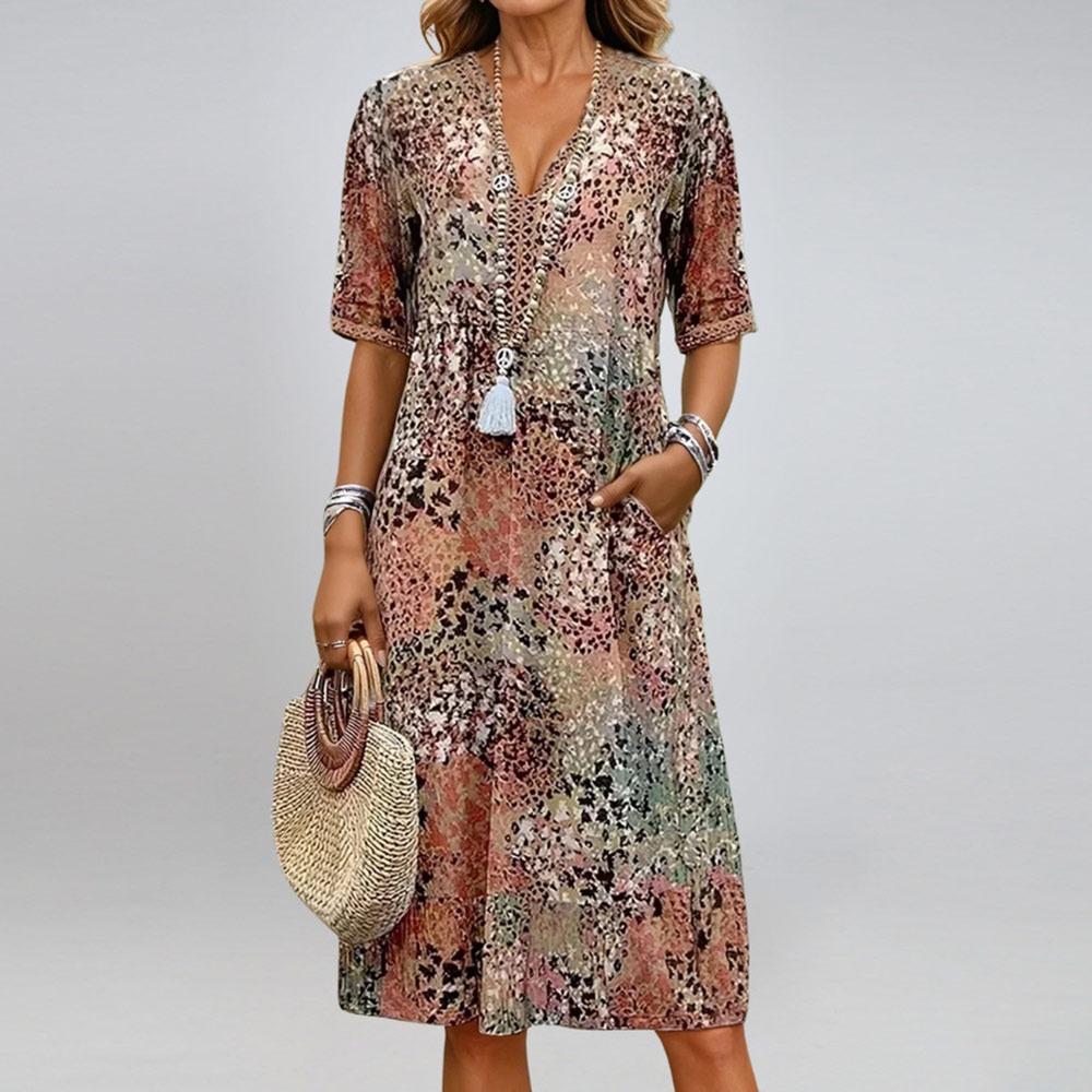 European Women Summer Dress V-Neck Swimsuit Cover Up Dress Fashion Floral Lace Dress  Pool Bather M