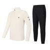 Comfortable Fitness Stand Collar Long Sleeve T-Shirt Simple Knit Cuffed Long Pants Casual Sports Suit Men Suit A11M447202F-BG+A11M411607F-BK