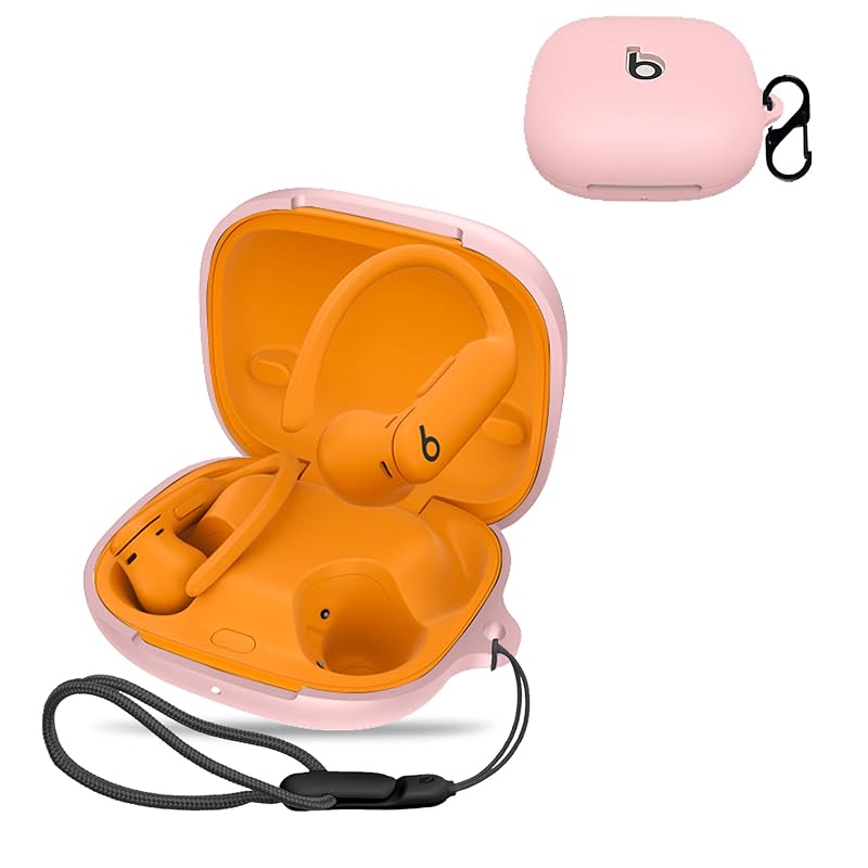 

For Powerbeats Pro 2 for case cover [NOUKAJU] wireless earphones silicon protective case (With carabiner + strap included) ) Fall prevention Scratch