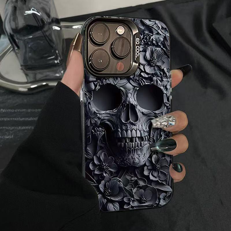 

High-End Skull Flower Case for iPhone 14 Pro Max/15 Pro/16 Pro iPhone 11 Pro Max