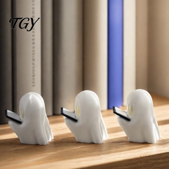 Niedliches Geist-Buchleser-Ornament Halloween-Figur für Schreibtisch und Bücherregal, Statue, PLA Geburtstag Mini mit Heimstudium & Bürodekoration, Gruselig