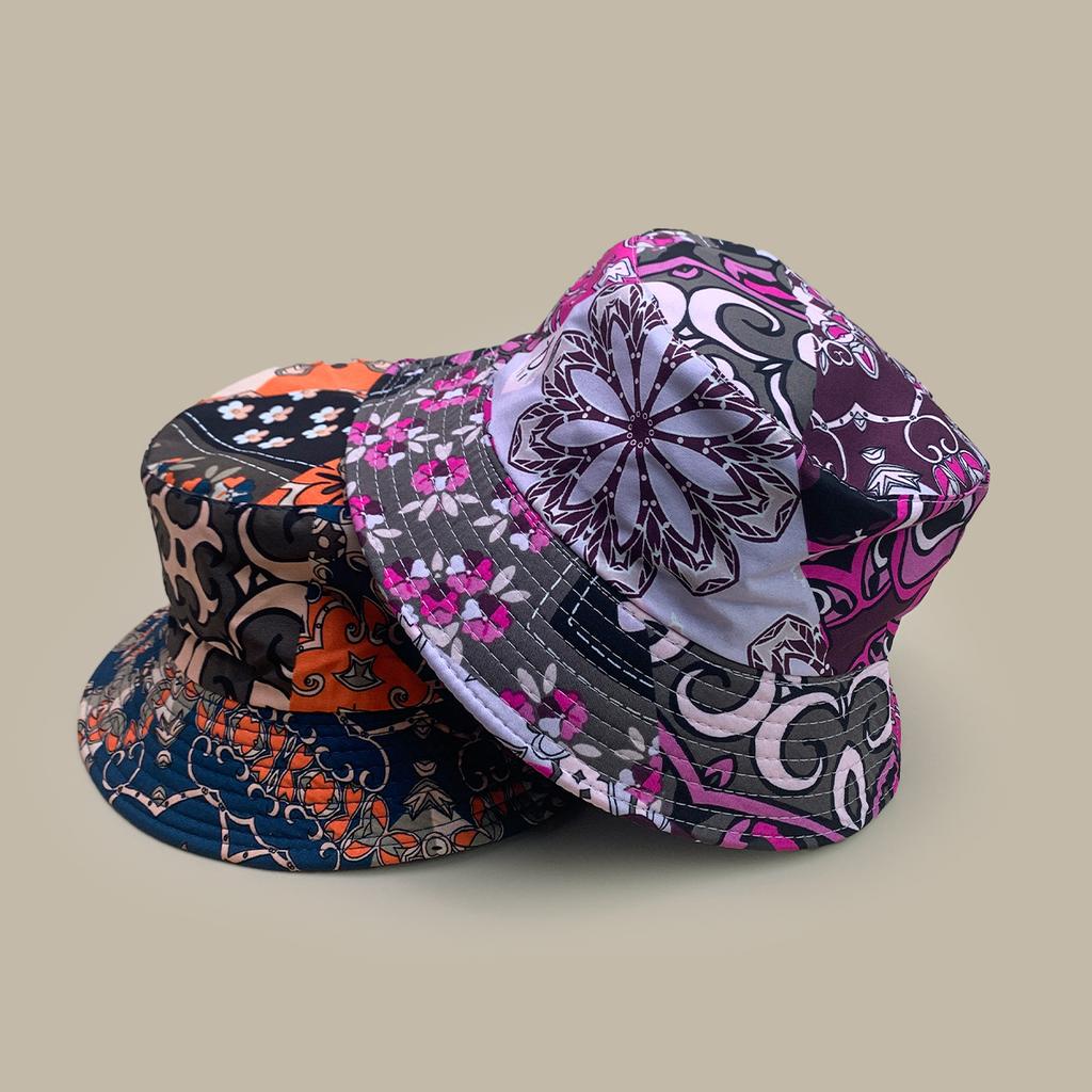 Exotic Style Color Matching Pattern Bucket Hat Men And Women Retro Travel Sunshade Double-Sided Personalized Basin Hat