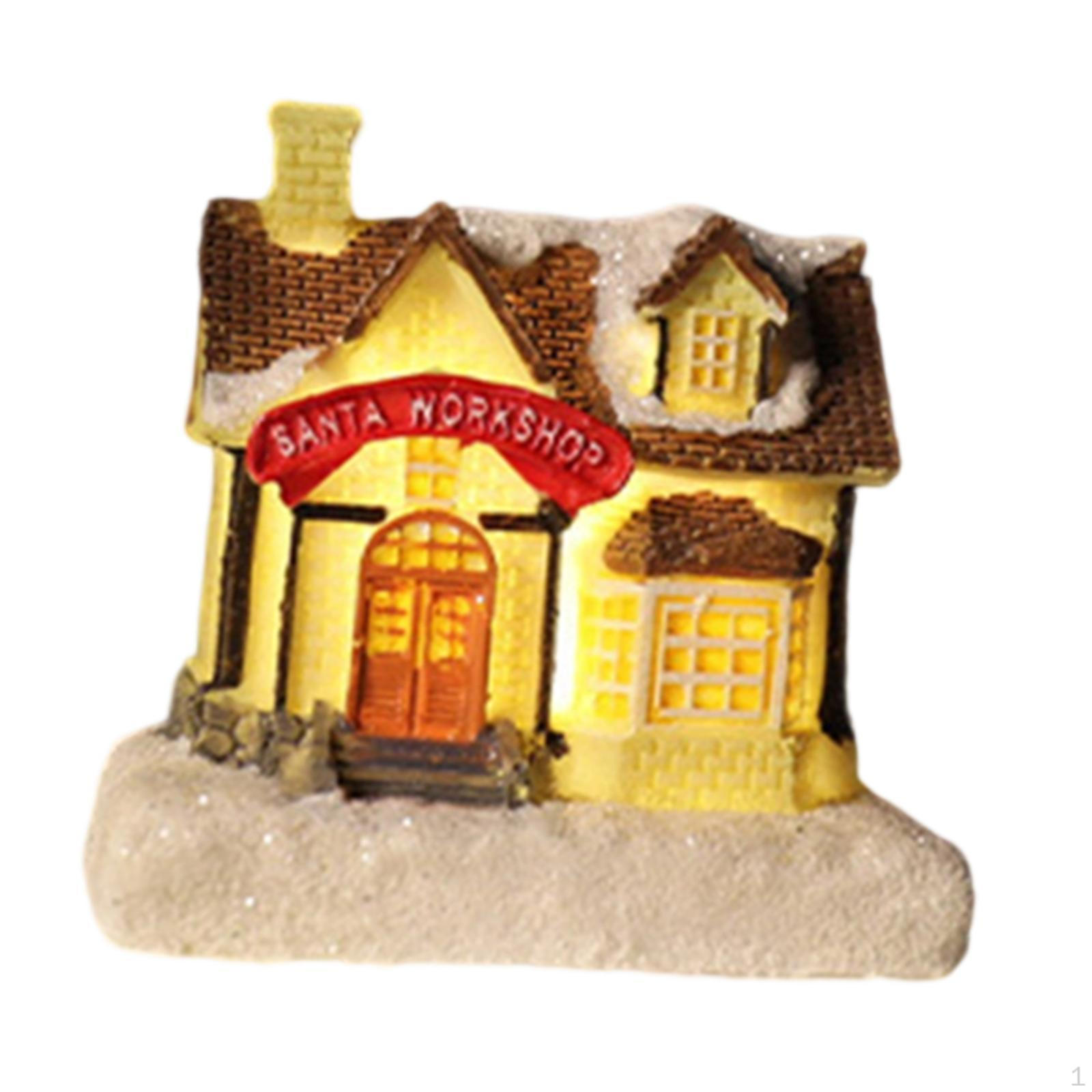 

Christmas Light up House Statue Decoration Resin Figurine Crafts Sculpture Ornament for Bedroom Style D