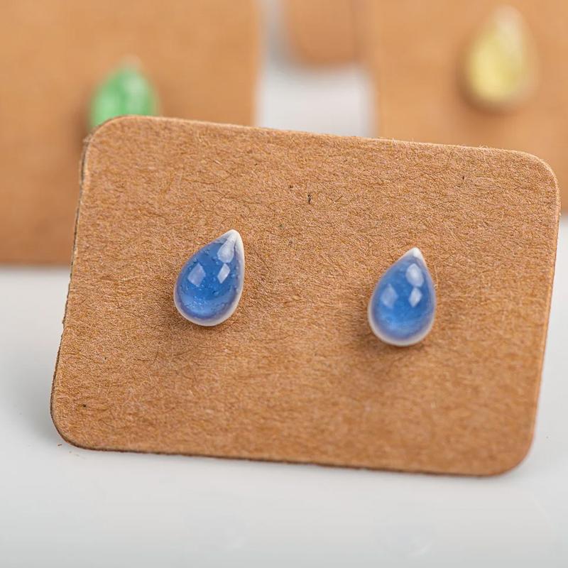 Trendy Dainty Teardrop Shape Stud Earrings for Women Cute Minimalist Fashion Jewelry Assorted Pastel Colors Crystal Earrings