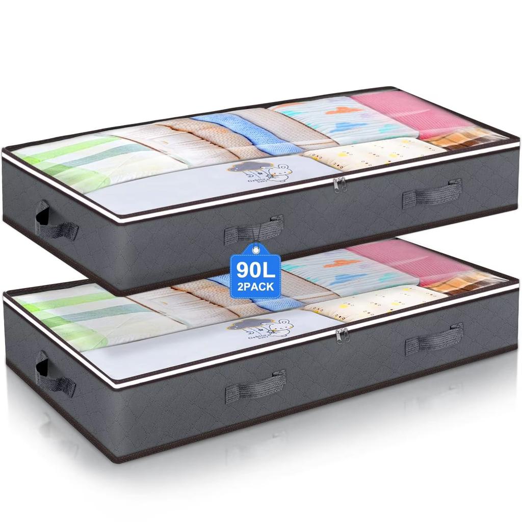 Foldable Bed Storage Container With A Transparent Window And A Lrge Capacity Bed Undergarments Storage Box Clothing Storage Bag