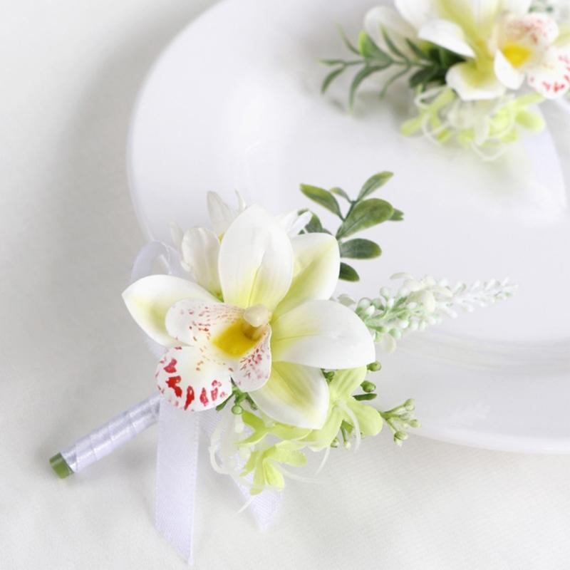 Artificial Silk Flower With Pin Clip Realistic Flower Decoration Set For Elegant Wedding Corsage And Wrist Flower