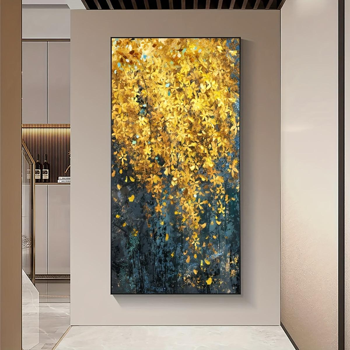 

Golden Leaf Flower Wall Art Contemporary Leaf Golden Botanical Vertical Canvas Poster, Print Leaf Painting Suitable for Living Room, Bedroom, Office 20x40cm NoFrame