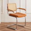 Mid-Century Solid Wood Rattan Dining Chair - Nordic Retro Style with Backrest for Home and Coffee Table.