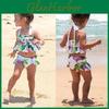 Charmante 2-delige Meisjes Ruches Bloemen Bikini Set Met Schattig Flamingo Ontwerp
