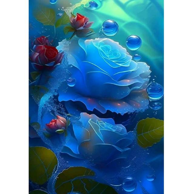 DIY 5D Diamond Painting Blue Rose Butterfly Flower Picture New 2023 Mosaic Art Diamond Embroidery Cross Stitch Kits Crystal Inlay Home Decor U63