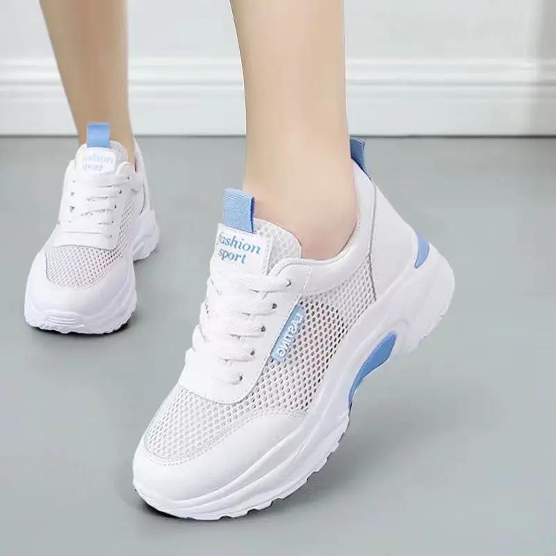 Hollow Mesh Women's Shoes Summer Breathable Non Stuffy Small White Shoes Casual Thick Soled Student Running Shoes