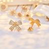 925 Sterling Silver Jewelry Luxury Crystal Bowknot Butterfly Stud Earrings for Women Wedding Party Jewelry for Girls Friend Gift