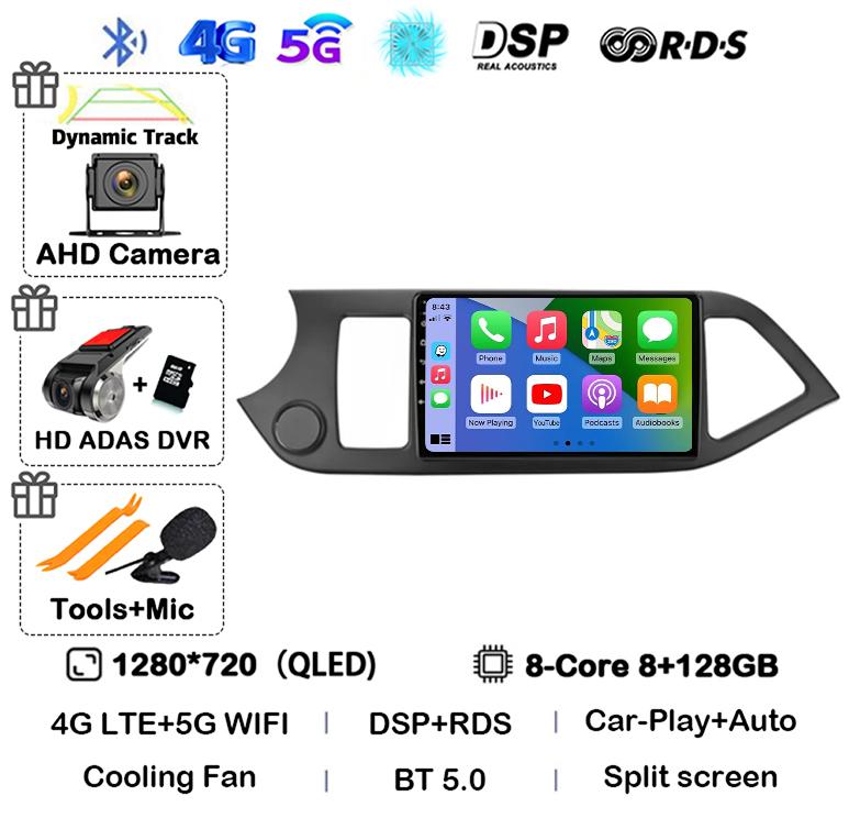 Android 14 Carplay Auto For KIA PICANTO Morning 2011 2012 2013 2014 2015 2016 Multimedia Car Radio Navigation Player WIFI+4G DSP