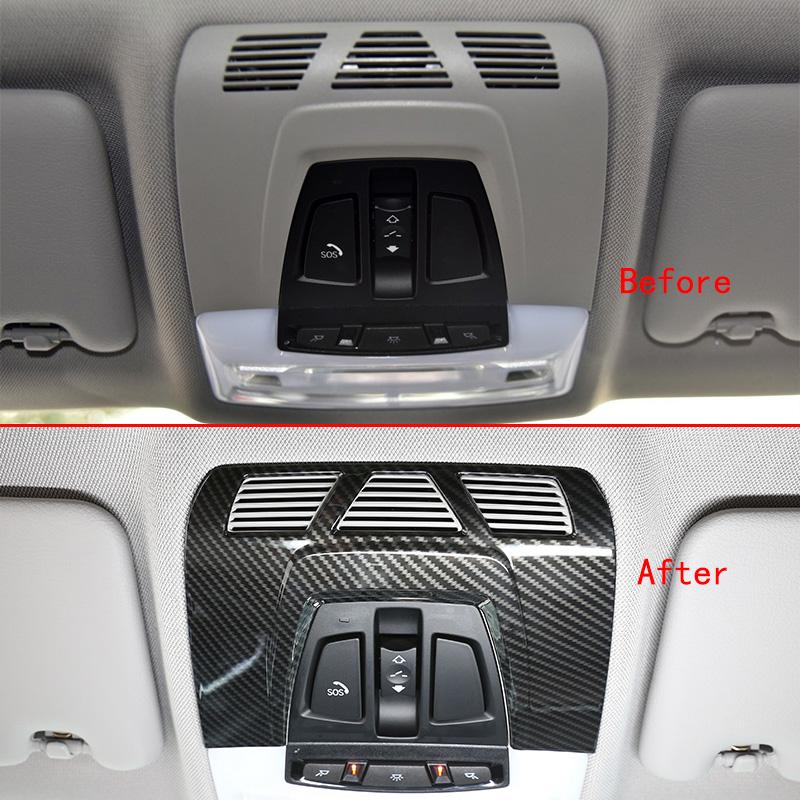 For BMW 1 2 3 4 Series F20 F22 F30 F36 13-19 Carbon Fiber Color Front Reading Light Lamp Panel Cover Trim Car Interior